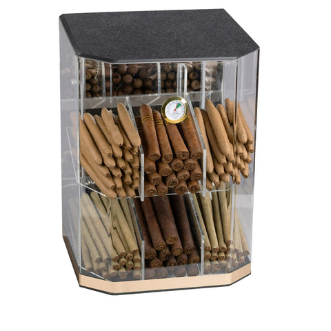 Franklin Acrylic Display Cigar Humidor with 6 Bins & Built-In Hygrometer – Holds Up to 150 Cigars