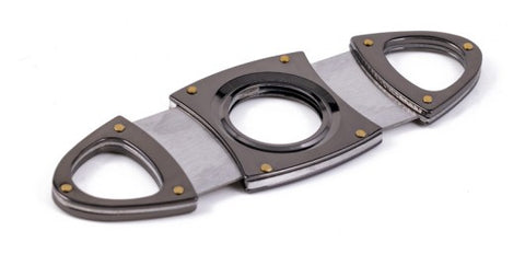 Gun Metal Cutter in Black Gift Box – Double Blade (56 Ring Gauge)