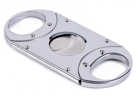 Chrome Metal Guillotine Cigar Cutter – Double Stainless Steel Blades – 56 Ring Gauge