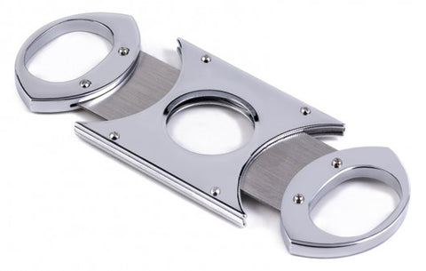 Chrome Metal Guillotine Cigar Cutter – Double Stainless Steel Blades – 56 Ring Gauge