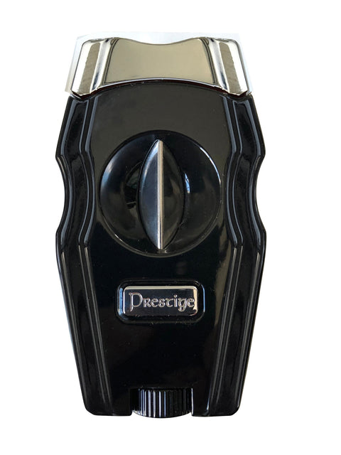 V-Cut & Punch Combo Cigar Cutter – Dual Blade Cigar Tool Jet Black