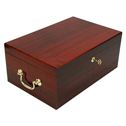 Monte Carlo 120 Count Cherry Cigar Humidor with Tray, Lock & Handles
