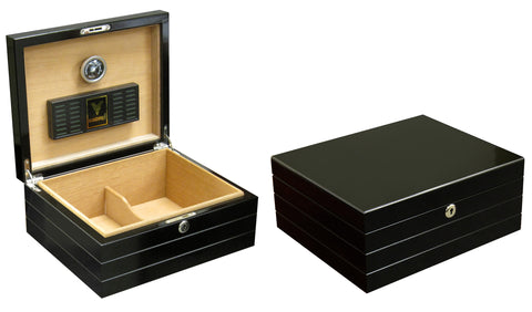 Onyx High Gloss Black Cigar Humidor – 50 Count Capacity