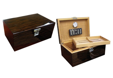 Princeton Ebony 100 Ct. High Gloss Humidor with Silver Accents