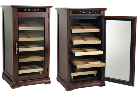 The Redford Electronic Climate-Controlled Cigar Cabinet Humidor – Rich Dark Cherry Finish, 1250 Cigar