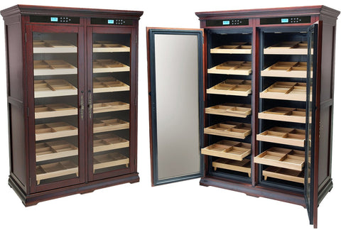 Prestige Reagan Elite 4,000-Cigar Dual Zone Electric Humidor – Rich Dark Cherry Finish