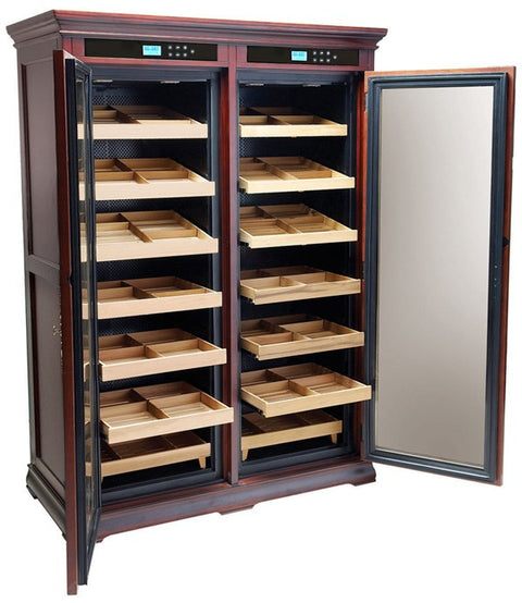 Prestige Reagan Elite 4,000-Cigar Dual Zone Electric Humidor – Rich Dark Cherry Finish