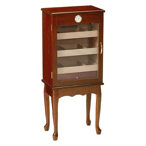 600 Ct. Bronze Mahogany Cigar Humidor Cabinet with Glass Door & Cedar Interior