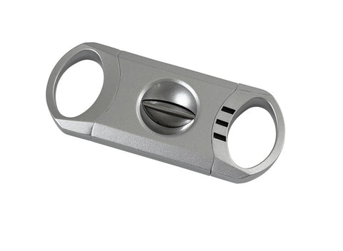 Matte Metallic Silver V-Cut Metal Cigar Cutter