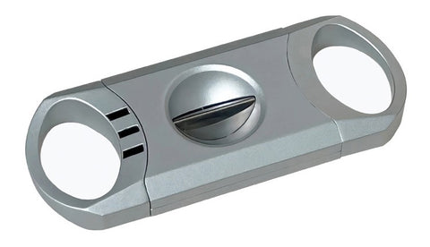 Matte Metallic Silver V-Cut Metal Cigar Cutter
