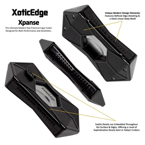 XoticEdge Xpanse Push-Button Guillotine Cigar Cutter – Sleek Black Finish