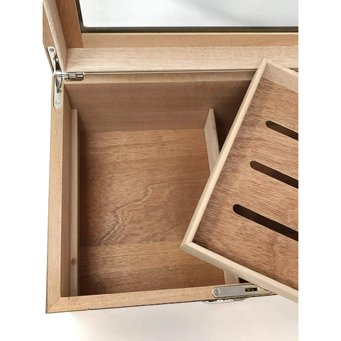 Berkeley II Two-Tone Glass Top Cigar Humidor – 100 Count – Mahogany & Black Lacquer Finish