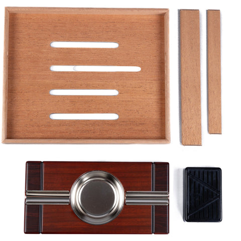 Sovereign 50 Count Two-Tone Humidor & Matching Ashtray Set – Cherry & Rosewood Finish