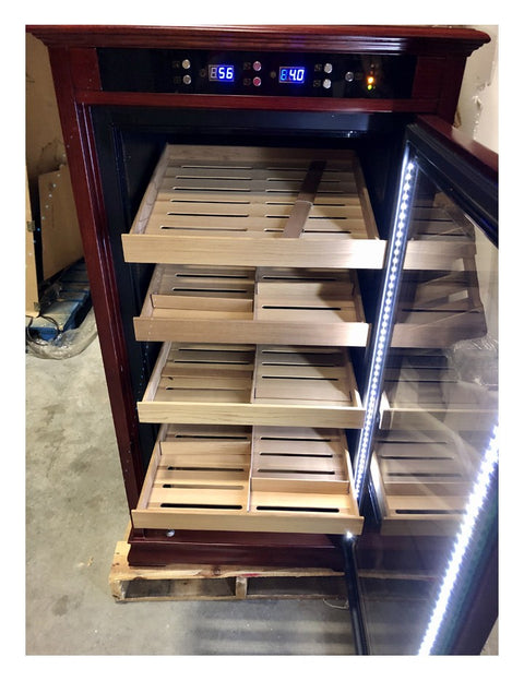 The Redford Electronic Climate-Controlled Cigar Cabinet Humidor – Rich Dark Cherry Finish, 1250 Cigar