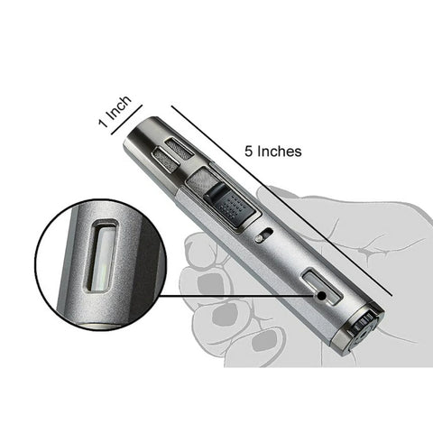 Spear-Style Torch Lighter – Silver Finish with Adjustable Flame Height