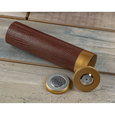 Alligator Pattern Leather Cigar Humidor Gift Set – Brown – 25 Cigar Capacity