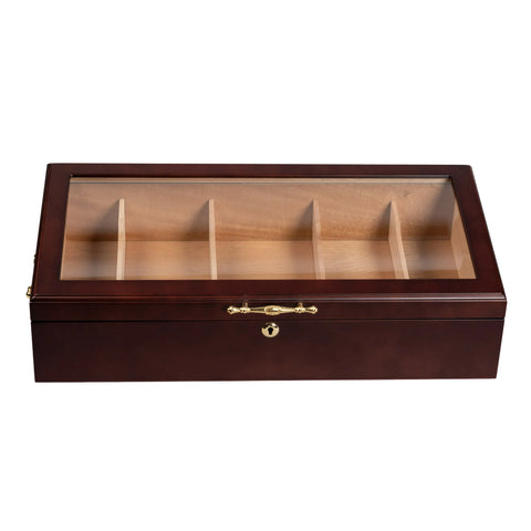 Modena Cherry Finish Countertop Display Cigar Humidor – 100 Ct. Capacity w/ Angled Glass Top