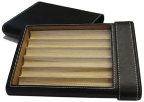 6-Cigar Leather Humidor Case with Slide-Out Cigar Bed & Humidifier
