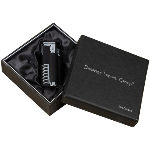 Cyclone Triple Flame Torch Lighter with Retractable Bullet Cutter – Black & Chrome