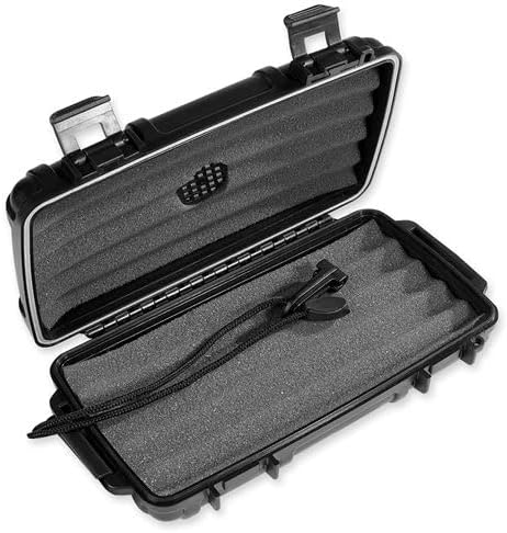 5 Ct. Black Plastic Travel Cigar Humidor – Crush & Water Resistant