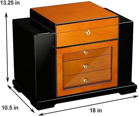 Baccus Two-Tone Art Deco Cigar Humidor – 200 Cigar Capacity