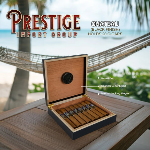 Chateau Black Finish 20-Cigar Humidor