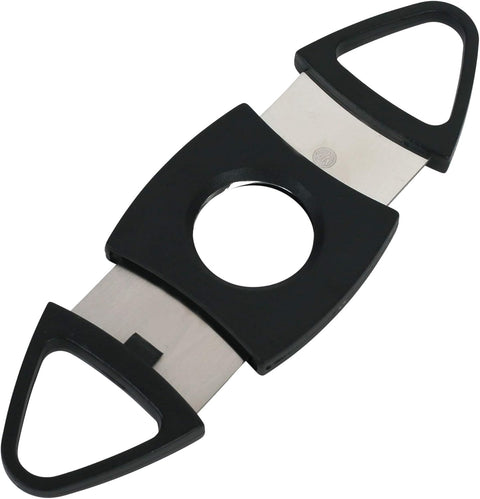 Black Guillotine Cigar Cutter – Set of 4 Double Blade Plastic Cutters (Fits Up to 52 Ring Gauge)