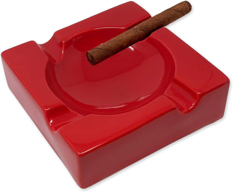Prestige Import Group - Large Ceramic Contemporary Ashtray - High Gloss Red