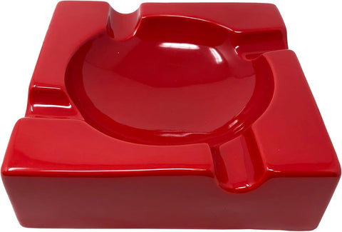 Prestige Import Group - Large Ceramic Contemporary Ashtray - High Gloss Red