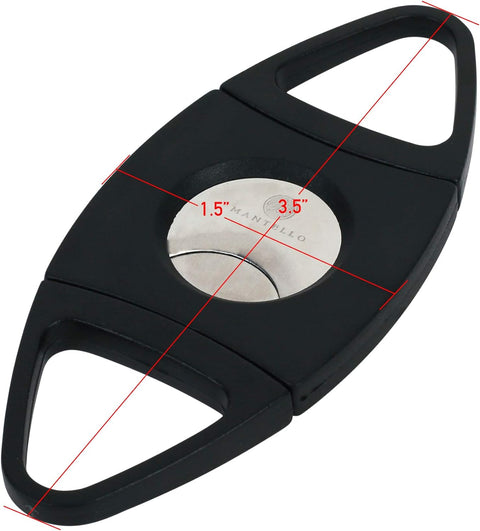 Black Guillotine Cigar Cutter – Set of 4 Double Blade Plastic Cutters (Fits Up to 52 Ring Gauge)