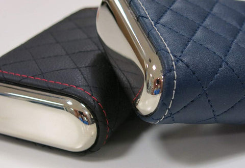 3-Cigar Leather Travel Case – Diamond Stitch Pattern – Blue