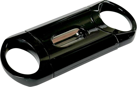Metal Body V-Cut Cigar Cutter – High Gloss Black with Matte Silver Accents
