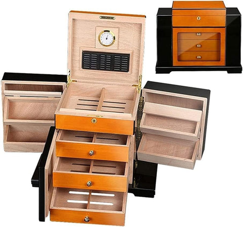 Baccus Two-Tone Art Deco Cigar Humidor – 200 Cigar Capacity