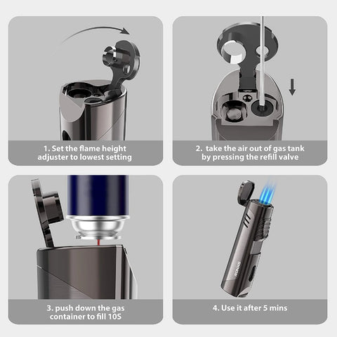 Pinnacle Triple Jet Torch Lighter with Fold-Out Cigar Punch – Silver Finish