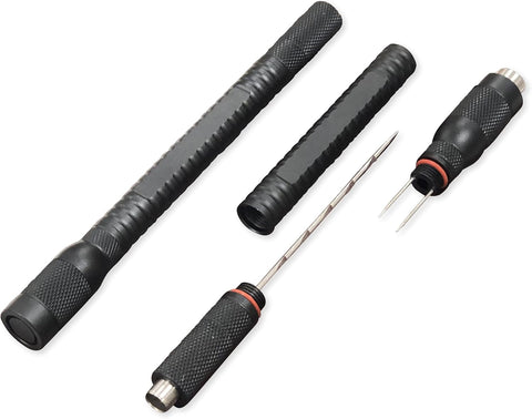 4-in-1 Cigar Draw Enhancer Tool with Twin Punch Cutters, Nubber & Bladed Needle – Black