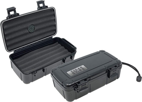5 Ct. Black Plastic Travel Cigar Humidor – Crush & Water Resistant