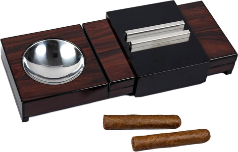 Prestige 2-in-1 Ashtray & Hidden Humidor – Brazilian Wood Finish