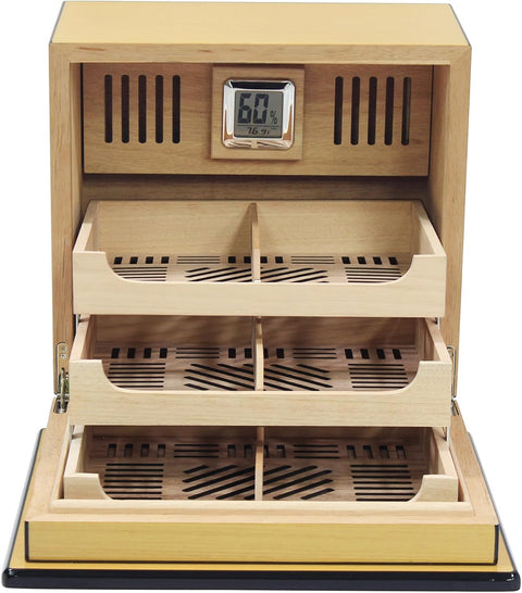 Elevate Multi-Tier Cigar Humidor – Pear Wood Finish – 150 Cigar Capacity