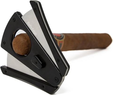 Premium Anodized Aluminum Wing Blade Guillotine Cigar Cutter – Black