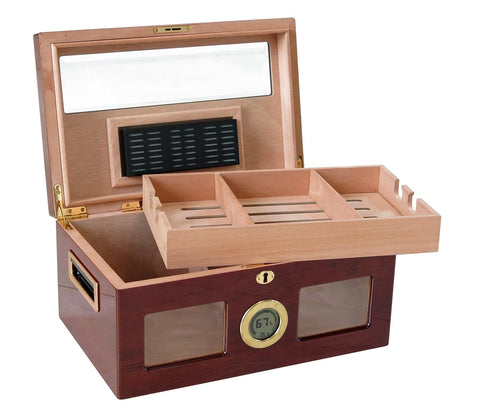 120 Ct. Lacquer Humidor with Beveled Glass – Valencia Edition
