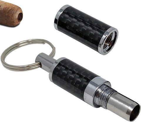 Polished Carbon Fiber & Chrome Bullet Cigar Punch Cutter