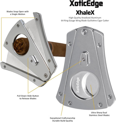 Metallic Silver Wing Blade Aluminum Cigar Cutter – 64 Ring Gauge