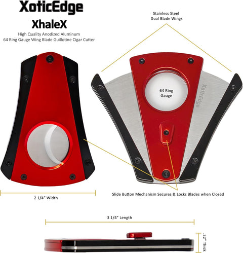 Metallic Red & Black Dual Wing Aluminum Cigar Cutter – 64 Ring Gauge