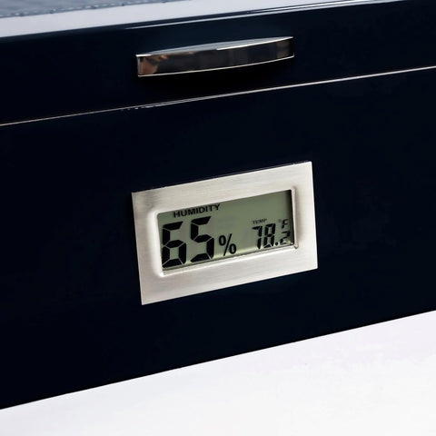 Hampton Black Leather & Lacquer Cigar Humidor – 200 Cigar Capacity