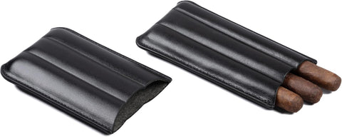 3 Cigar Holder Bonded Leather Travel Case – Black
