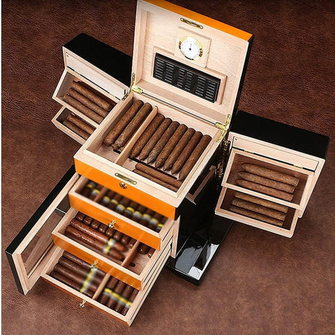 Baccus Two-Tone Art Deco Cigar Humidor – 200 Cigar Capacity