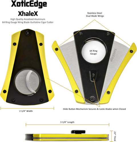 Yellow & Black Wing Blade Aluminum Cigar Cutter – 64 Ring Gauge