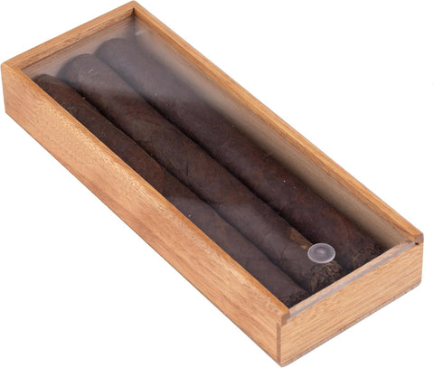 3-Cigar Wooden Promotional Box with Clear Acrylic Slide Top