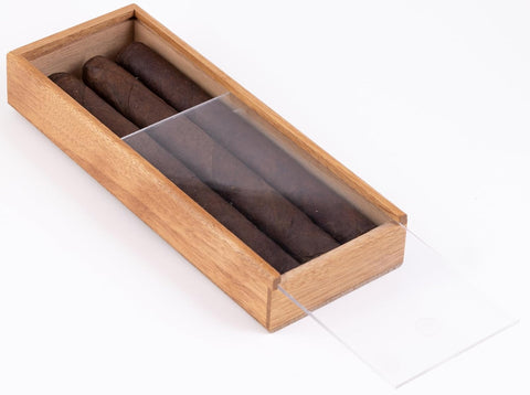 3-Cigar Wooden Promotional Box with Clear Acrylic Slide Top