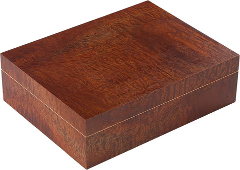 Vizcaya Makore Pommele Exotic Wood Cigar Humidor – Holds 25–40 Cigars